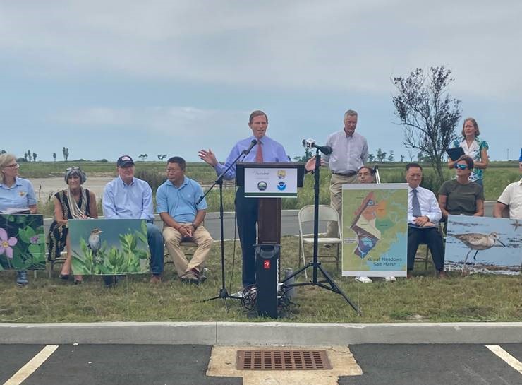 Blumenthal joined Audubon Connecticut to cut the ribbon on the Great Meadows Marsh restoration project, which will help preserve 34 acres of salt marsh and other important coastal habitat. 